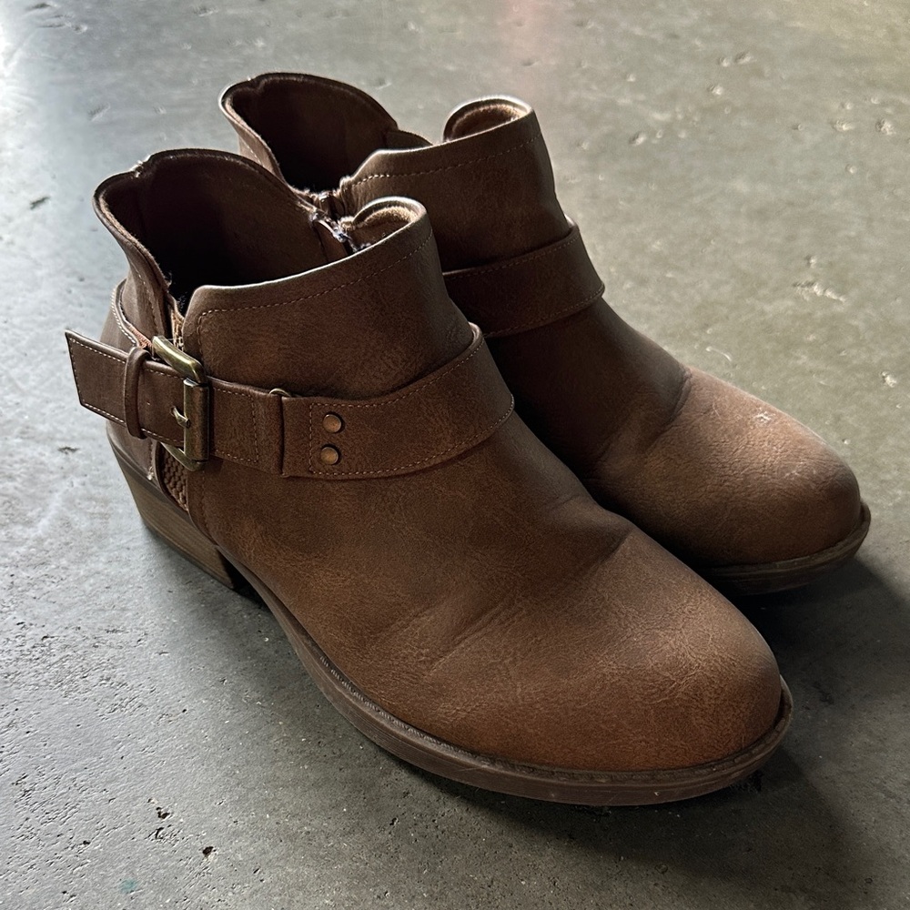 Torrid Brown Buckle Ankle Booties